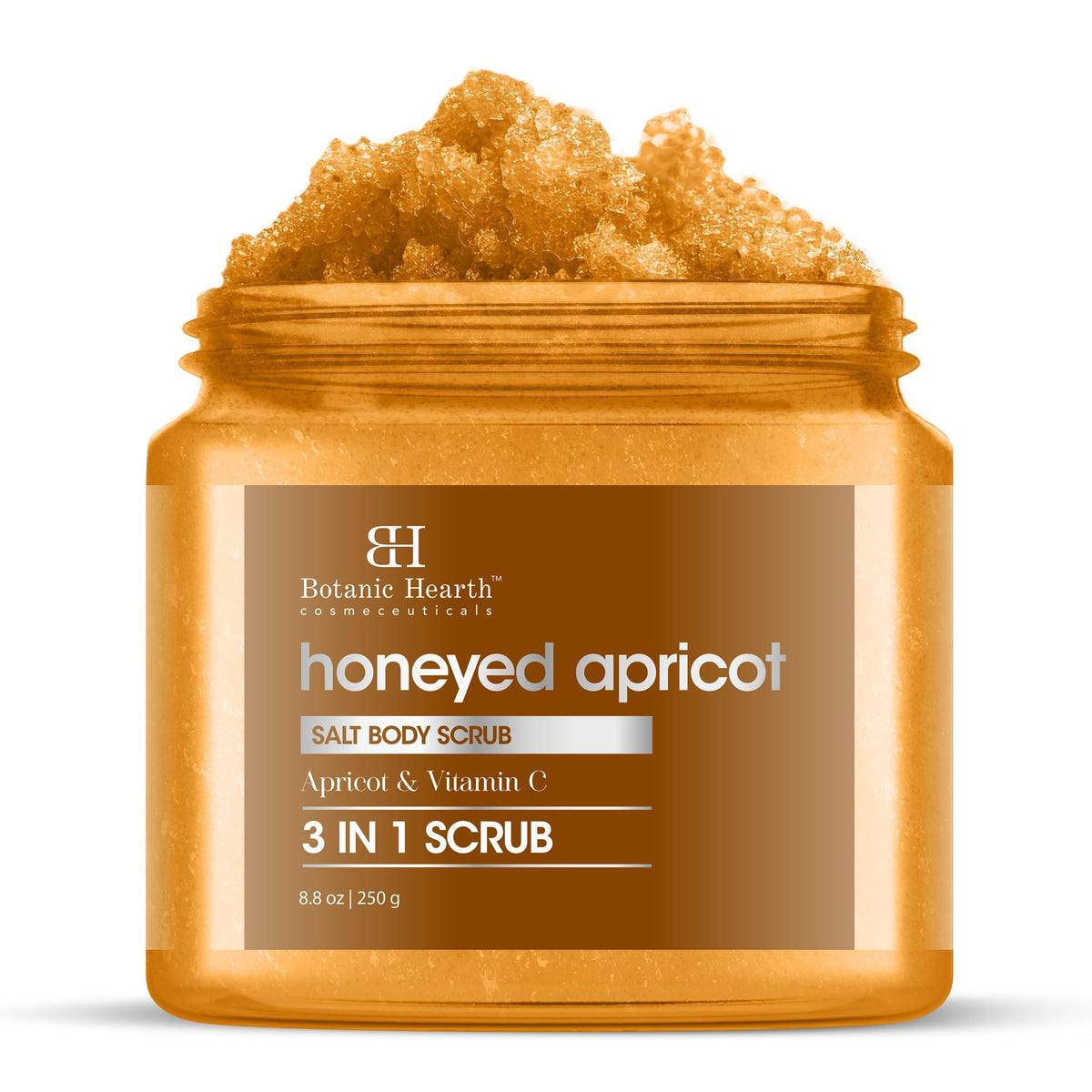 Botanic Hearth Honeyed Apricot Body Scrub 8.8 fl oz (250 g) | Exfoliating and Moisturizing, Gentle Spa Treatment for Smooth and Soft Skin, Natural Ingredients, Paraben-Free