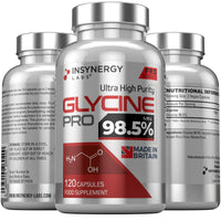 Insynergy Labs Glycine 650mg Per Capsule (Maximum Dose in UK) Superior 98.5% Purity x 120 Vegan Capsules, L Glycine Powder Supplement Amino Acid Supplements