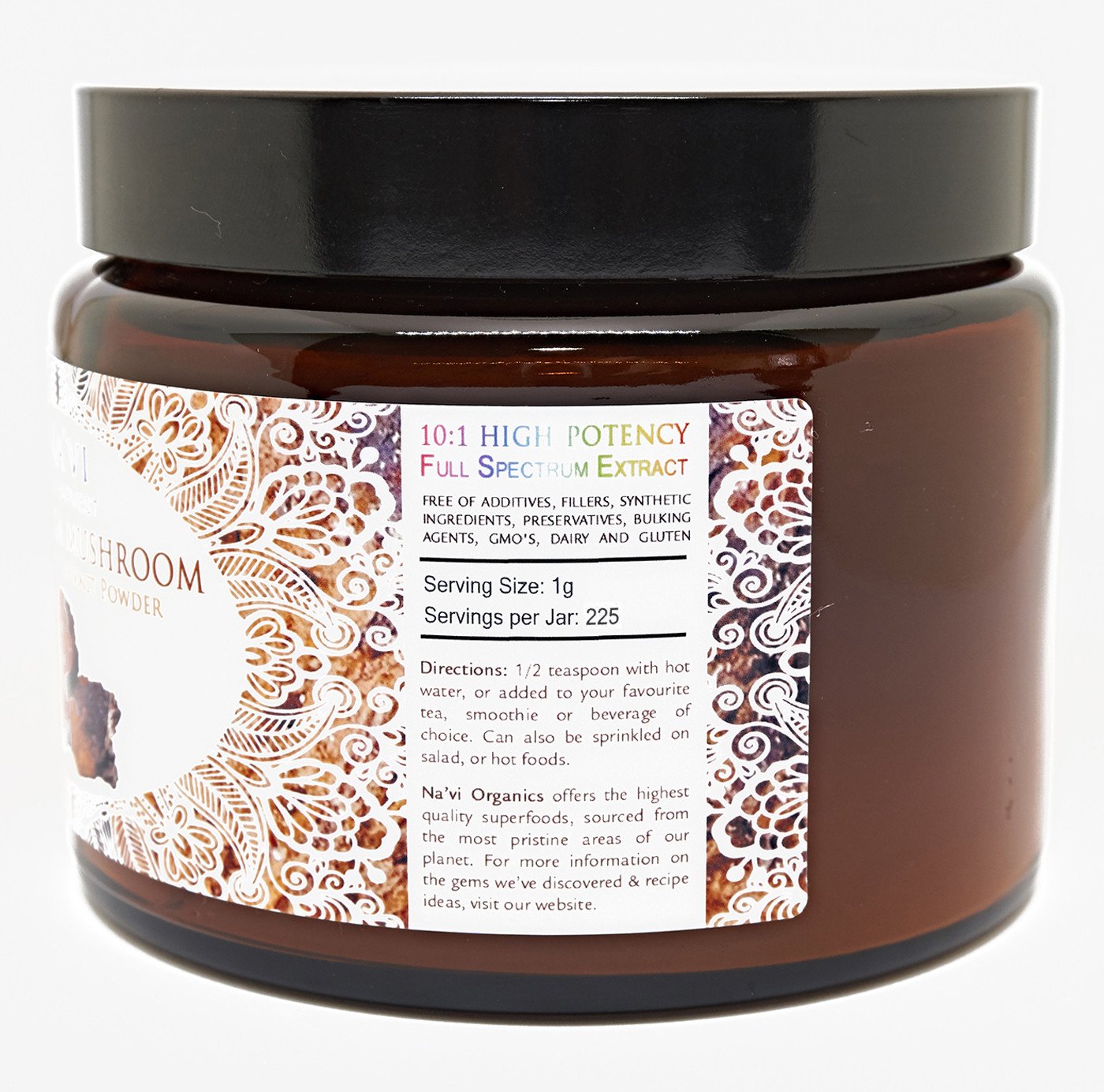 Na'vi Organics Wild Harvested Chaga Mushroom (Dual Extraction) Extract Powder (225 g)