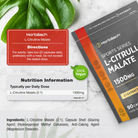 Horbäach L Citrulline Malate Capsules | High Strength 1500mg Supplement for Men and Women | 2:1 Extract | 90 Count | Suitable for Vegans & Vegetarians | by Horbaach