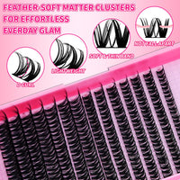 RITALASH Flora Lash Clusters Hybrid Volume Wispy Cluster Lashes WideSpan DIY Eyelash Extension Cat Eye Lashes Individual Eyelash Clusters Invisible Lash Band(Flora,8-18mm)