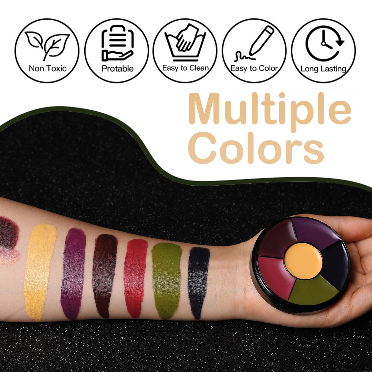 NoraGlaze 6 Color Bruise Wheel SFX Makeup Kit - Oil-Based Zombie Makeup Palette for Halloween & Special Effects Non-Toxic Face and Body Paint Professional Theatrical FX for Cosplay Use