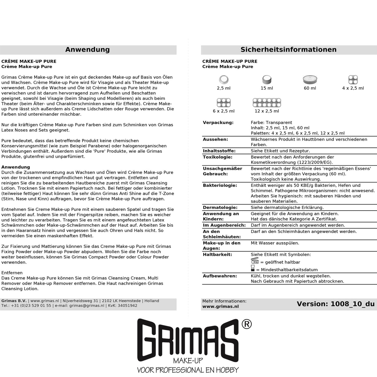 GRIMAS Grimas Creme Make-Up, 15 Ml, Color 406