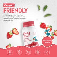 JOLLY JELLY Calcium and Vitamin D3 Tapioca Gummies – 500mg Calcium 1000IU Vitamin D3 – 60 Vegan Gummies – Immunity & Bone Health – Strawerry Flavour by Jolly Jelly