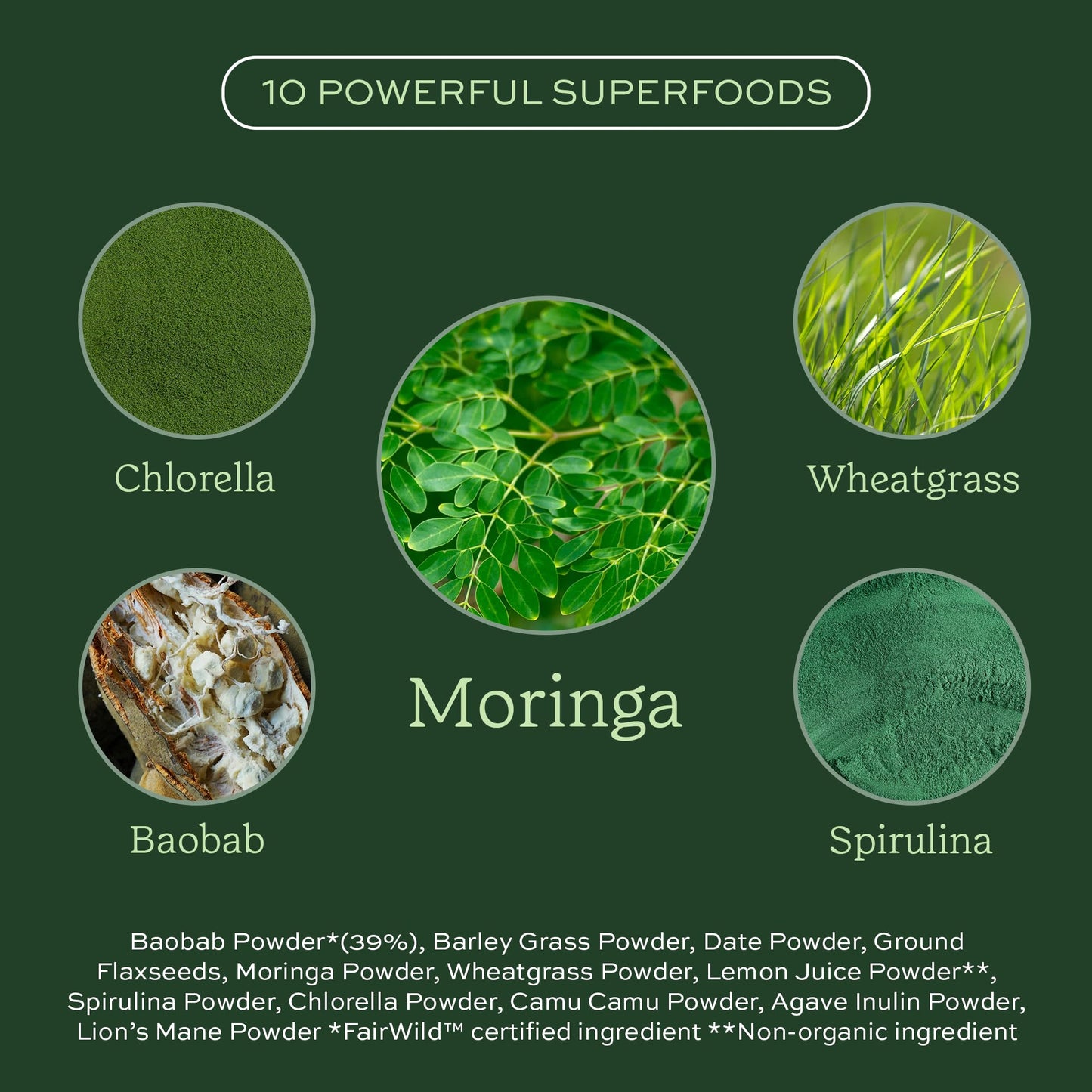 Aduna Organic Super Greens Blend | 100% Natural Superfood Powder for Immune Support & Energy | Stir-in Blend with 10+ Superfoods, Moringa & More | Vegan Powder for Smoothies, Shakes & Yoghurt | 250g