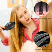 Hair Brush, Sosoon Boar Bristle Hair Brushes for Women Men Kids Thick Curly Dry Wet Hair, Smoothing Detangling Hairbrush Adds Shine and Improves Hair Texture with Hair Comb (Black)