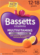 Bassett's Bassetts Oil Orange and Passion Fruit Flavour 12-18 Years Evening Primrose Soft and Chewy Multivitamins - Pack of 2, Total 60
