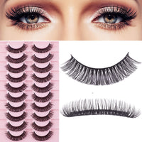 ZDHSOY 10 Pairs False Eyelashes - Russian Strip Lashes,Thick DD Curl Fluffy Wispy Faux Mink Lashes Reusable Natural Soft Eye Lashes (D-002)