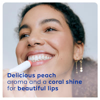 NIVEA Peach Shine Lip Balm (4.8g), Flavoured Lip Balm with Shea Butter, Natural Oils and Vitamins, Provides 24h Moisture and a Coral Shine, Vegan Lip Care Formula