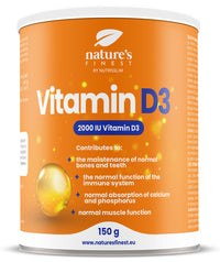Nature's Finest by Nutrisslim Vitamin D3 Powder 2000IU | 50µg of Vitamin D per Serving | Most Bioavailable Form of Vitamin D3 Powder | for Vegetarians and Vegans