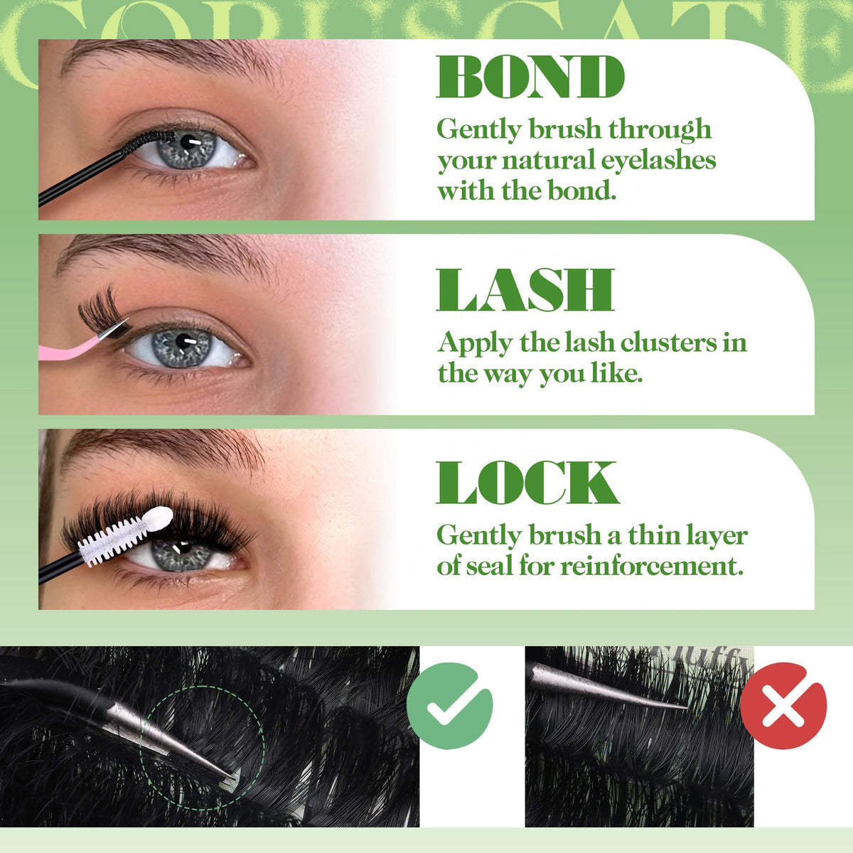 Long Cluster Lashes Thick Fluffy Individual Eyelashes 14-20 mm Lashes Individual Cluster Volume Lash Clusters Full Look Individual Lashes D Curl Tatti Lashes DIY Eyelash Clusters by CORUSCATE