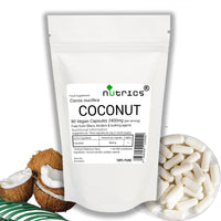 Nutrics® Coconut 2400mg per Serving Pure 90 V Capsule (1 Month Supply) Cocos Nucifera - No fillers Binders or Bulking Agents - Suitable for Vegans