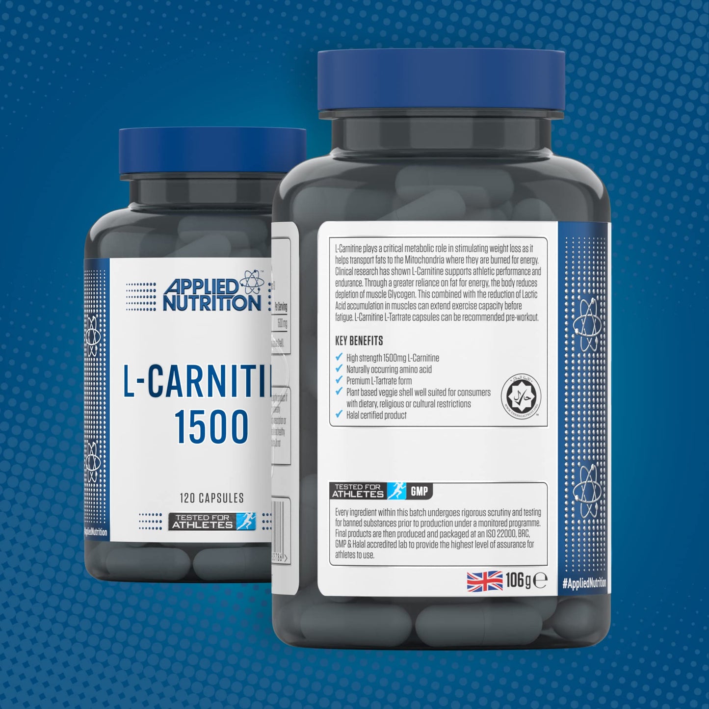 Applied Nutrition L-Carnitine 1500mg - Carnitine Supplement Premium L-Tartrate Form, High Strength, Energy Boost & Weight Management (120 Capsules - 60 Servings)