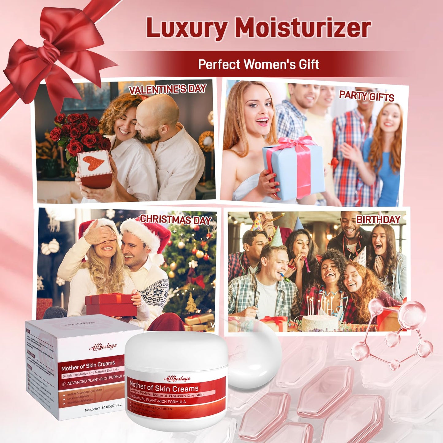 Allbestaye Mother of Skin Creams Body Cream - Eczema Cream & Body Moisturiser for Dry Sensitive Skin, Long-Lasting Hydration for Hands, Feet & Body, Natural Ingredients, 100g