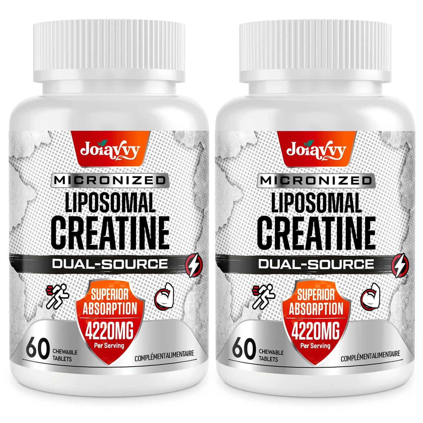 Joiavvy Liposomal Creatine Monohydrate Tablets 4220mg, 60 Chewable Pure Creatine Tablets, Added Creatine HCl, 15X Absorption, Creatine Powder Alternative, Gym Supplement for Men & Women, Vegan (120 Tablets)