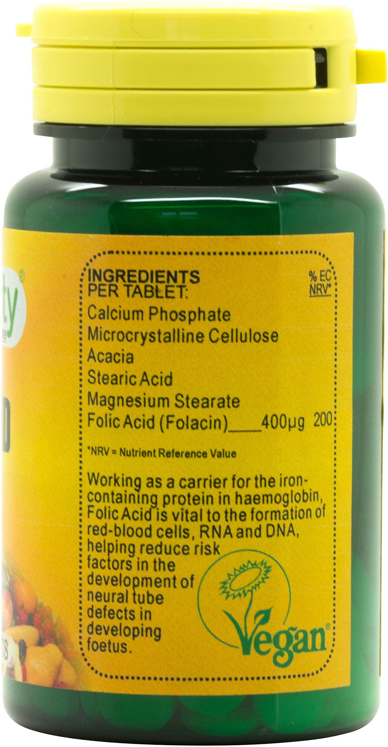 Veganicity Folic Acid 400µg : B Vitamin Supplement - 90 Tablets, in a Planet-Friendly 99% Recycled Pot