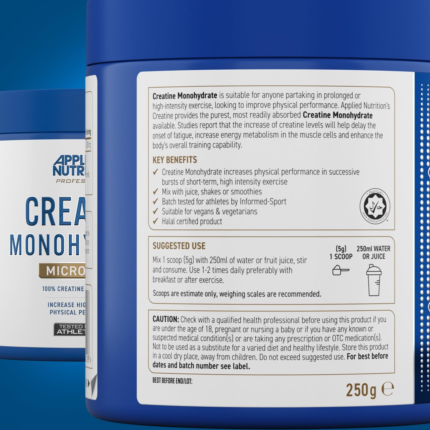 Applied Nutrition Creatine Monohydrate Micronized Powder (250g (New), Unflavoured)