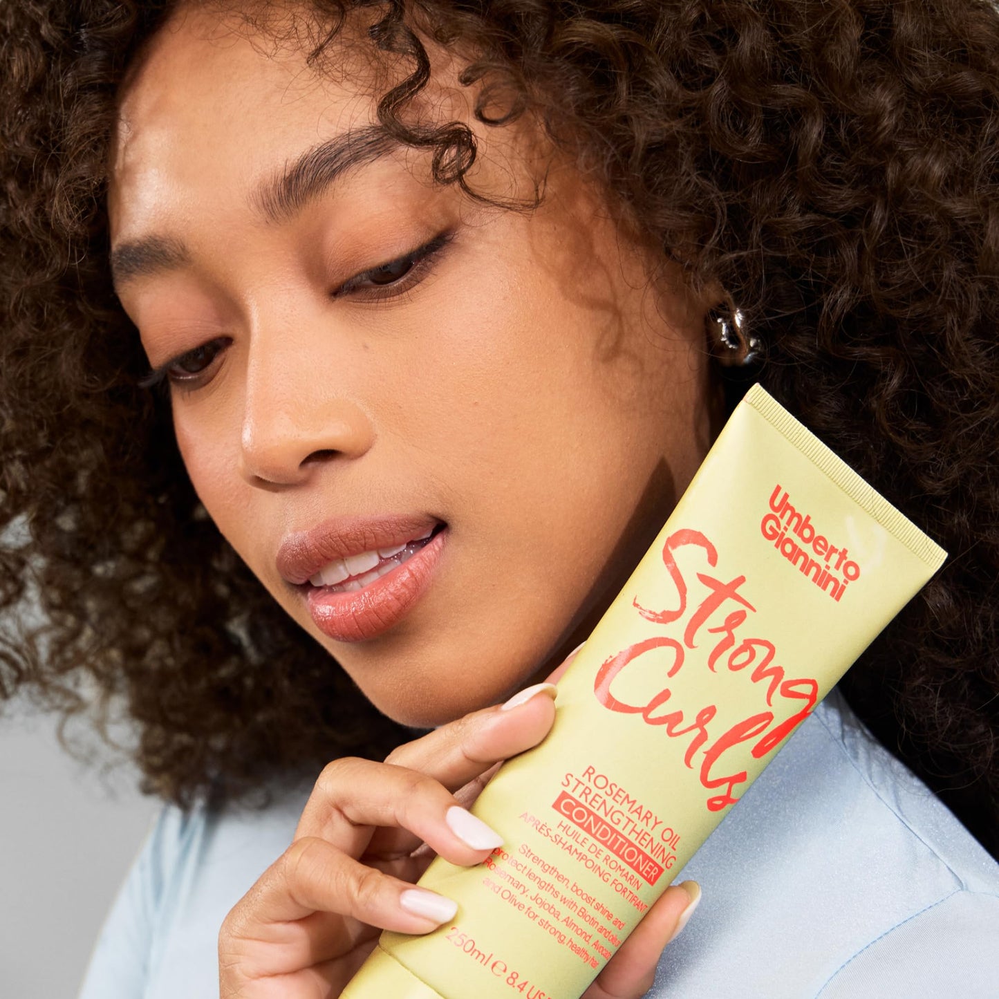 Umberto Giannini Strong Curls Rosemary Oil Strengthening Conditioner for Curly, Coily, Wavy Hair - Includes Biotin + Peppermint - Sulphate Free + Vegan