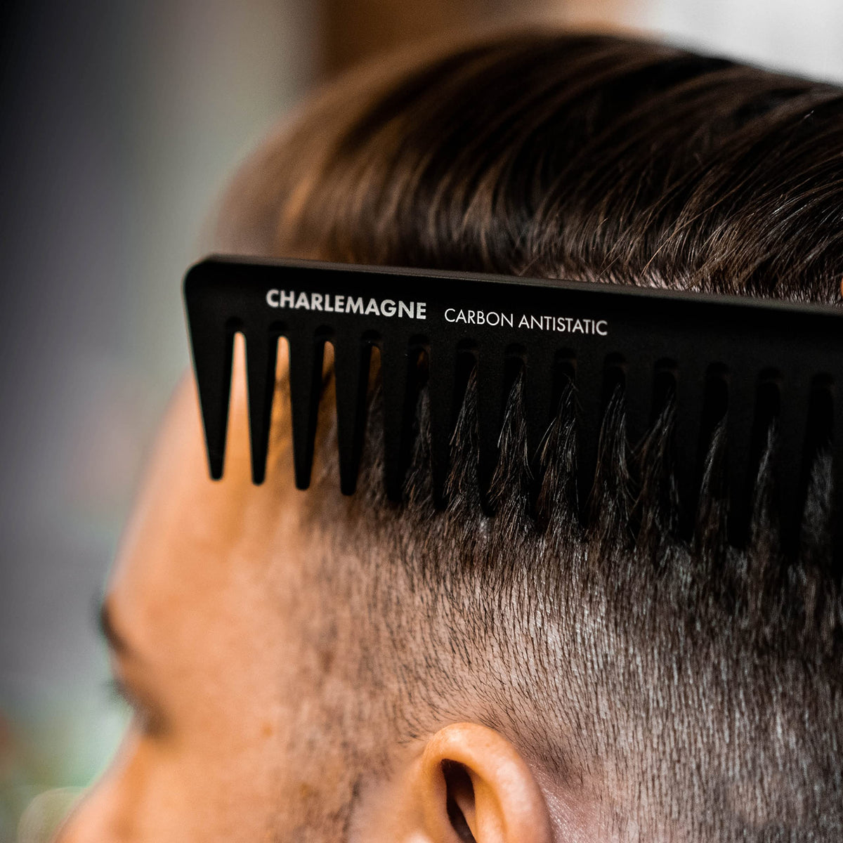 Charlemagne Wide Tooth Comb for Men - 19 cm, Anti-Static Carbon