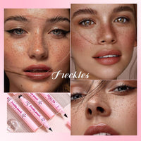 Noerrors 2PCS Freckle Stamp Pen for Natural Lifelike Faux Freckle, 2 in 1 Freckle Stamp Eyeliner and Soft Dot Spot Pen, Waterproof Long Lasting Fake Freckles Marker for Sunkissed Makeup #Light Brown