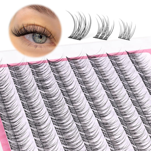 Natural Cluster Lashes Wispy CC Curl 9-11MM Mixed Lengths Eyelash Extension Individual 96 Pcs DIY Lash Extension at Home