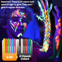nsxsu Kids Face Paint Sticks 12 Colors, Washable Face Paint Pens for Children, Body Paint Crayons for Birthday Party, Mess Free Girls Boys Facepaint Kit Halloween Makeup