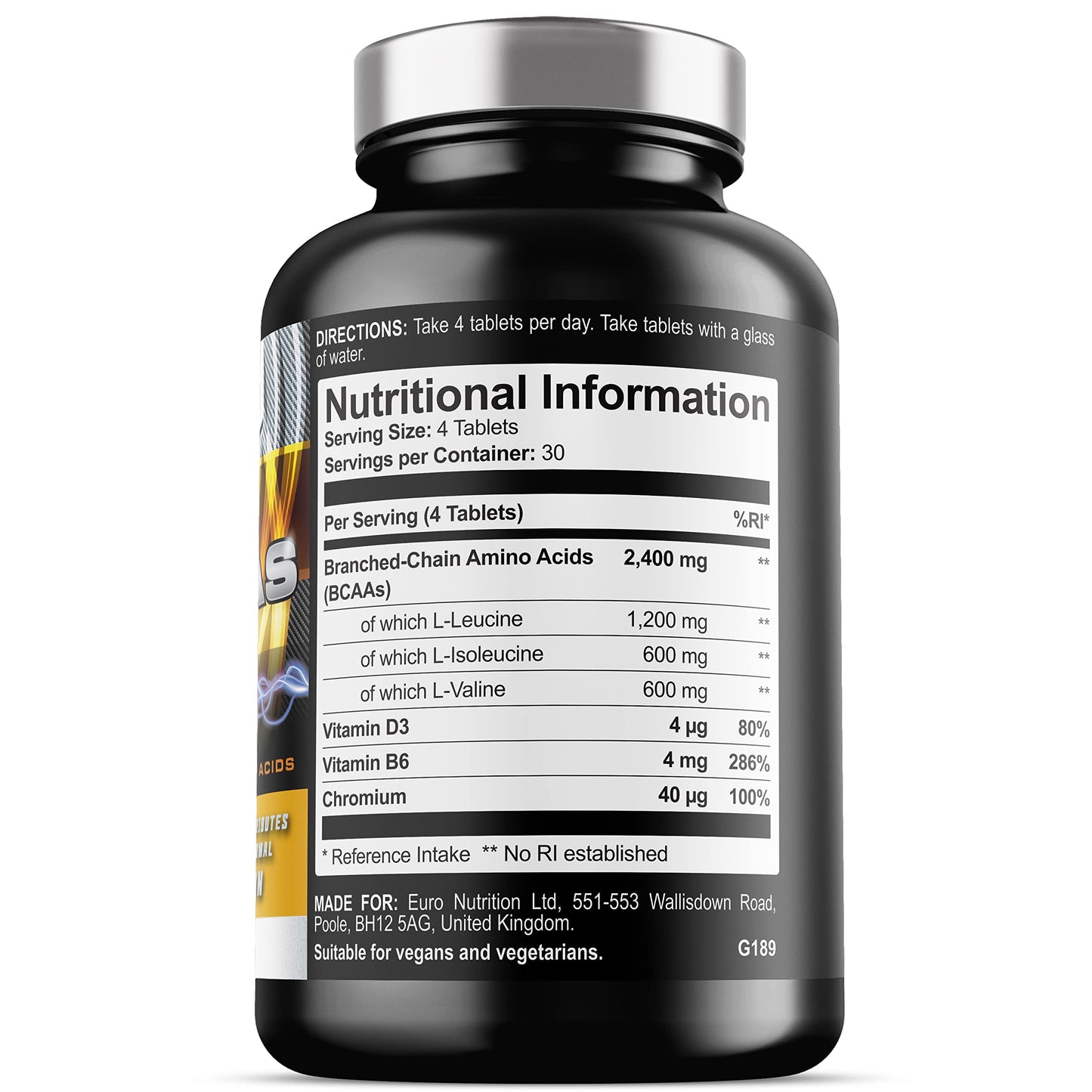 Iron Labs Nutrition BCAA Tablet - BCAAs (120 Tablets) - 2400mg BCAAs per Serving - BCAA Amino Acids with Vitamin D for Normal Muscle Function - Suitable for Vegans & Vegetarians
