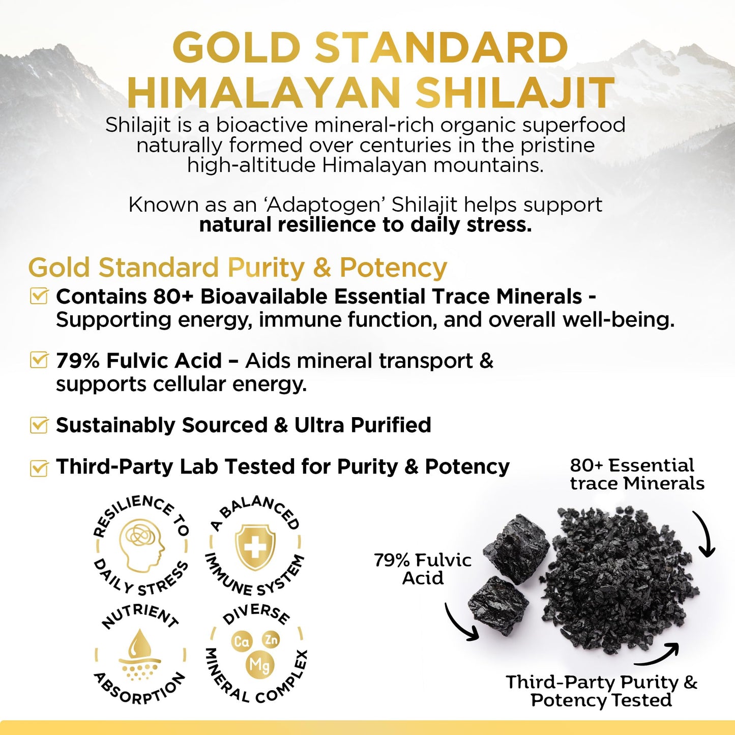 Magnesium Glycinate 1200mg & Himalayan Shilajit – High Strength 2-in-1, Stress, Sleep & Recovery Supplement- 90 Capsules Made in UK by Inner Vitality