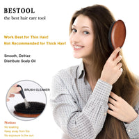 BESTOOL Hair Brush, Boar Bristle Hair Brush for Women Men Children, Beech Paddle Natural Boar Bristle Brush for Thin, Fine Hair, Improve Hair Texture (Beech)
