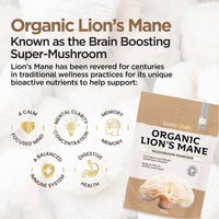 Organic Lions Mane Mushroom Powder 200g - High Strength Full Spectrum Fruiting Body Mushroom Supplement to Support Brain & Mental Performance by Inner Vitality (Large)