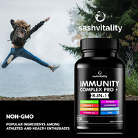 Immune System Booster Supplement - 120 Capsules - Vitamin C and Zinc, Elderberry, Iron, Vitamin B12, D3, Turmeric, Selenium, Garlic, Probiotic – Vegan Multivitamin Complex (Immune System Booster)