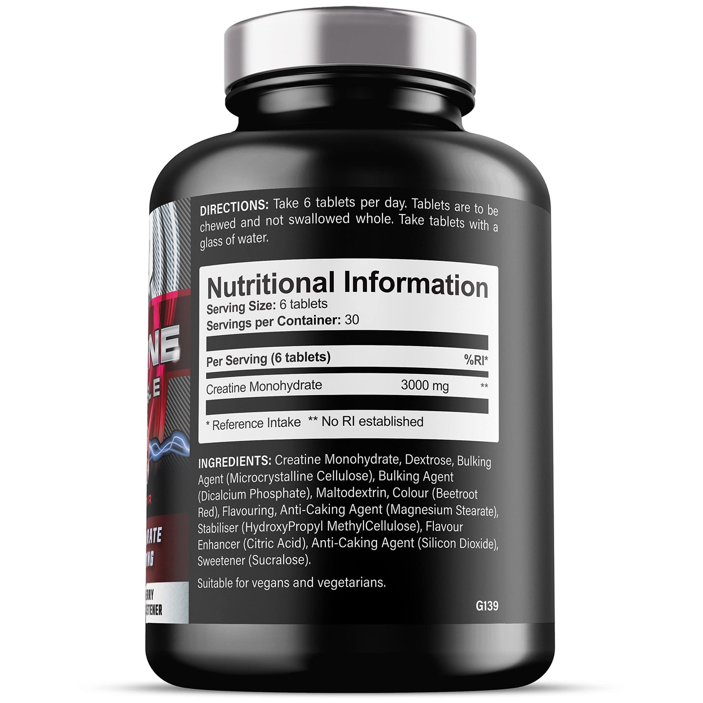 Iron Labs Nutrition Chewable Creatine Tablets (Berry Flavour) - 3000mg Chewable Creatine Monohydrate Tablets - Creatine Chews - 180 Tablets