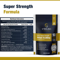 6-in-1 Super Strength Himalayan Shilajit Complex - Vegan Capsules for Adults, Pack of 90 Supplements | 20000mg, Lion's Mane, Irish Sea Moss, Ashwagandha Curcumin & Black Pepper | STERLING NUTRITION