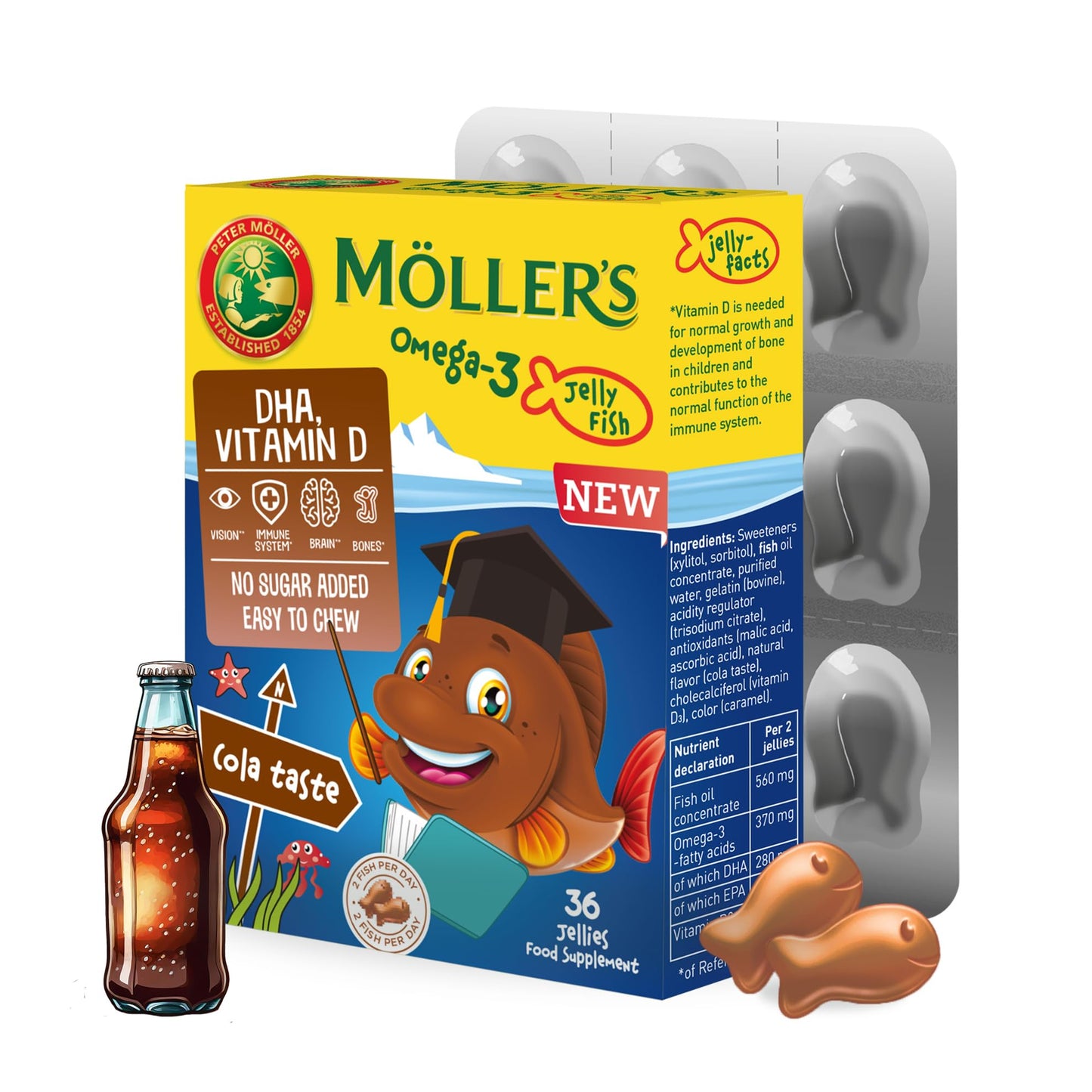 MÖLLER'S Moller’s ® | Omega 3 Jellies for Children | Cola | 36 Capsules