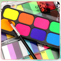 ZoeyShine 8-Color Face Palette with Brushes for Halloween Festival Makeup Set - Non-Toxic Quick-Drying Water Based Glitter Tattoos for Kids, Safe & Washable(8-Slot Single-Color Palette)