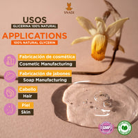 100 ml - Oral and cosmetic glycerine, Purity +98% (Vegetal glycerine). Edible glycerine, cosmetic, skin, hair. Natural glycerine.