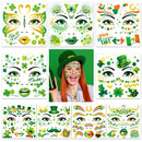 HOWAF 9pcs St Patricks Day Accessories Face Tattoos, Shamrock Face stickers Lucky Clover Leprechaun Irish Temporary Tattoos Stickers for St. Patrick's Day Decorations St Patricks Day Outfits Makeup