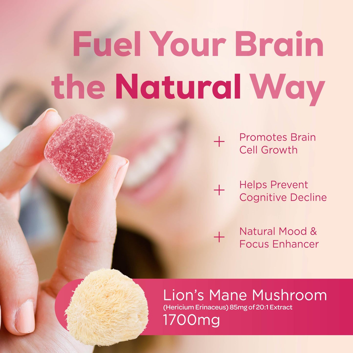 MYCO LOGIC Mycologic Mind Flow Lion's Mane Gummies for Adults, 30 Servings - Natural Clarity & Focus Gummies with Ashwagandha & Aronia Berry - Raspberry & Vanilla Flavour Brain Boost Supplement - 1 Month Supply