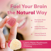 MYCO LOGIC Mycologic Mind Flow Lion's Mane Gummies for Adults, 30 Servings - Natural Clarity & Focus Gummies with Ashwagandha & Aronia Berry - Raspberry & Vanilla Flavour Brain Boost Supplement - 1 Month Supply