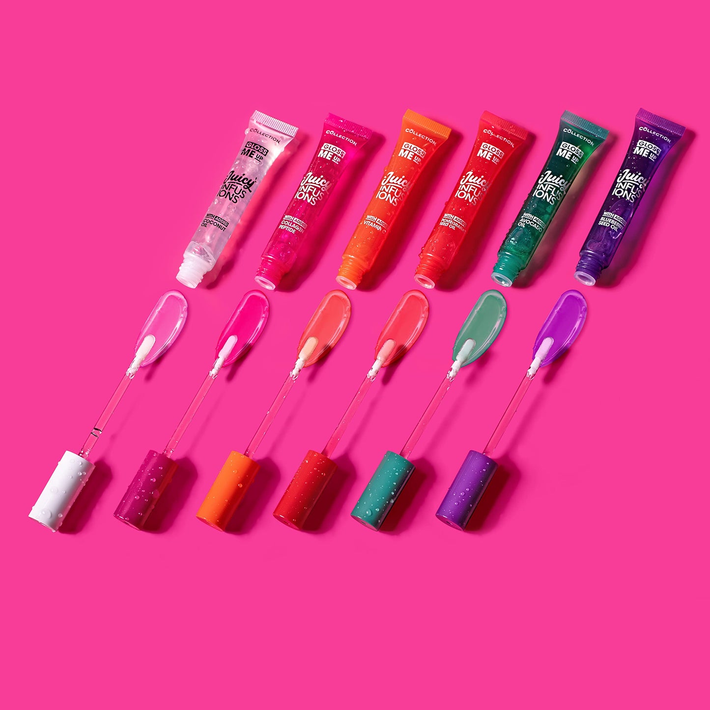 Collection Cosmetics Gloss Me Up Juicy Infusion Pink Lip Gloss, With Added Collagen, Plumping Effect, Strawberry Scented, 9ml