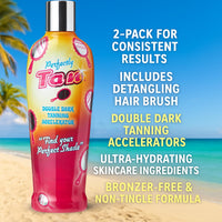 DCF Success Tan Tanning Perfectly Accelerator Lotion 2 Pack – 250ml Each, Ultra-Hydrating Indoor/Outdoor Formula with Aloe Vera, Sunflower & Monoi de Tahiti Oil, Includes Detangling Hair Brush
