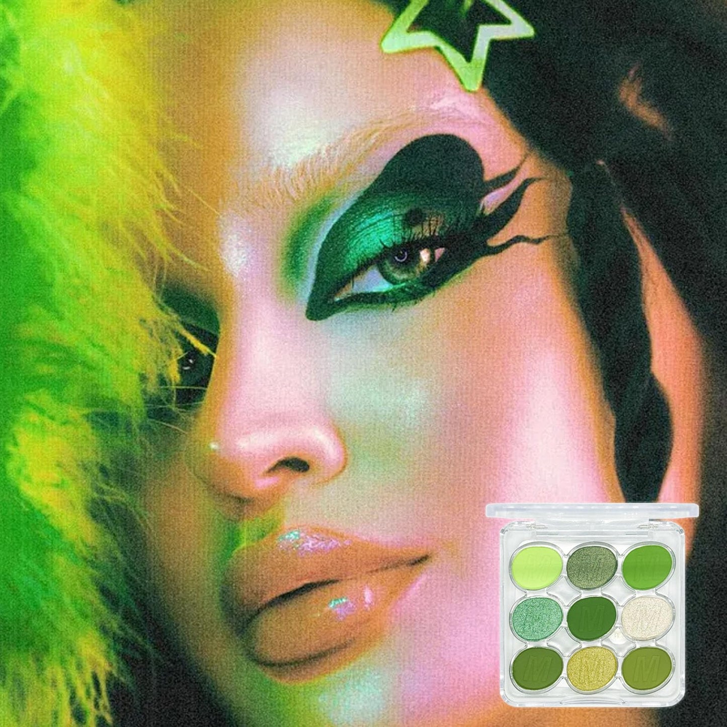 LYNTYAOU Green Eyeshadow Palette, Shimmer Matte Eye Shadow, Highly Pigmented Matte Shimmering Cool Make-Up Palettes, 9 Colour Waterproof, Longlasting Party Makeup, Eye Shadow Pallets for Women