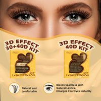 QUEWEL Individual-Eyelashes Kit 280Pcs Cluster Lashes Kit, DIY Lash Extension D Curl Lashes Individual Cluster with Lash Bond and Seal and Lash Tweezers (DJ-30D+40D KIT)