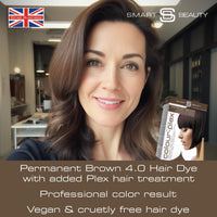 Espresso Dark Brown Hair Dye Permanent with Plex Hair Care, 100% Grey Hair Coverage Hair dye kit, Warm Brown Permanent Hair Colour for women and men, Cruelty-Free, Vegan Hair Dye by Smart Beauty