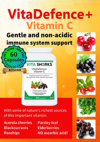 Vita Sharks VitaDefence+ Vitamin C - Bespoke Potent & Comprehensive All-in-One Vegan Anti-Oxidant Formula to Defend, Support & Boost Overall Immunity - Kosher