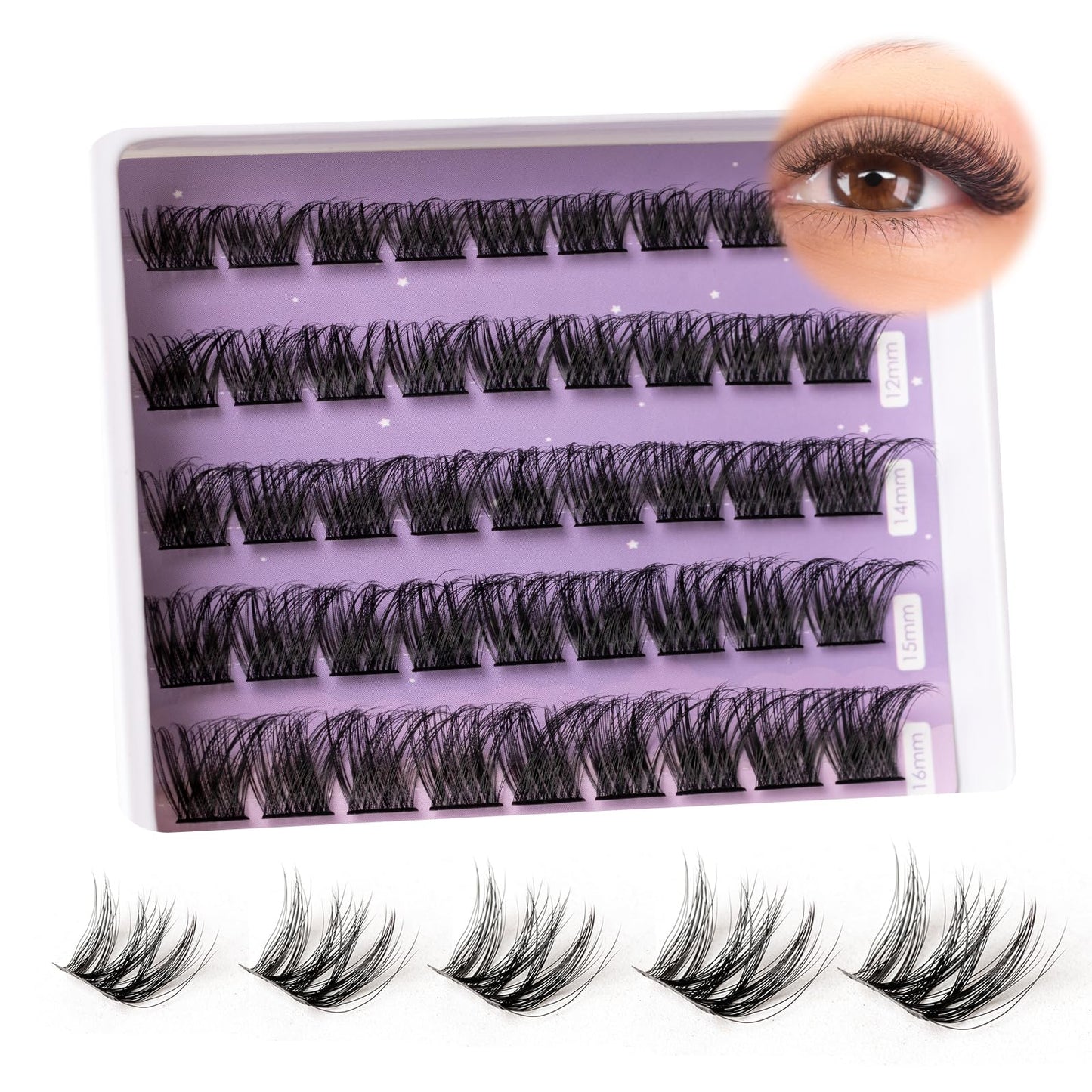ocean pearl Cluster Lashes, 45 Individual Lash Clusters, Eyelashes DIY at-Home Eyelash Extension, Soft Natural False Eyelashes, 10-16mm, Individual Eyelashes, Lash Extensions Kit with Lash Glue, Eyelash Clusters