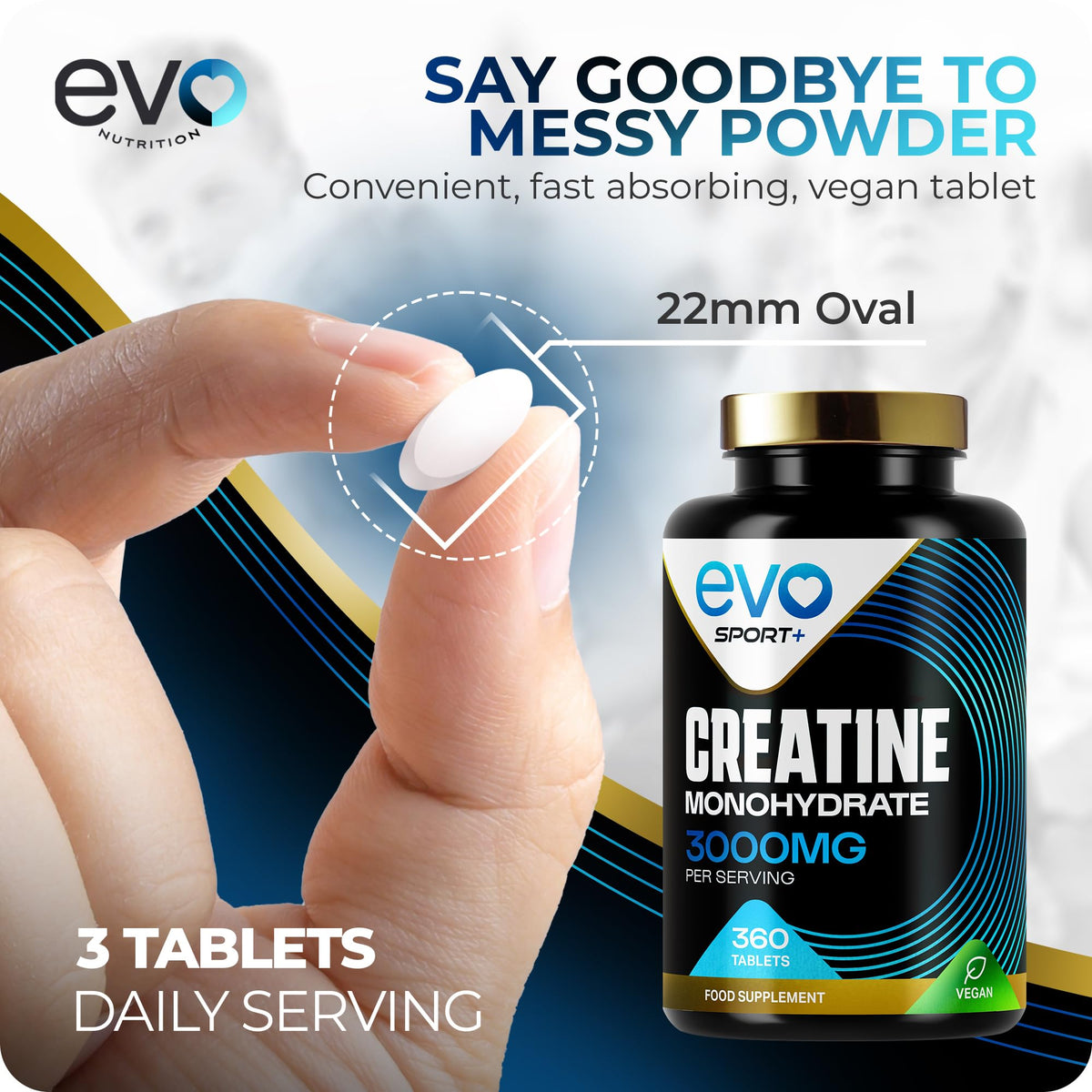 EVO NUTRITION EVO Nutrition Creatine Monohydrate 3000mg, 180 Unflavoured Tablets
