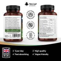 NEW LEAF PRODUCTS Ashwagandha KSM-66 and Lions Mane Capsules - High Strength 2000mg KSM-66 Ashwaghandha Root Extract and Lions Mane Mushroom Extract - 120 Vegan Capsules with Black Pepper - UK Made by New Leaf