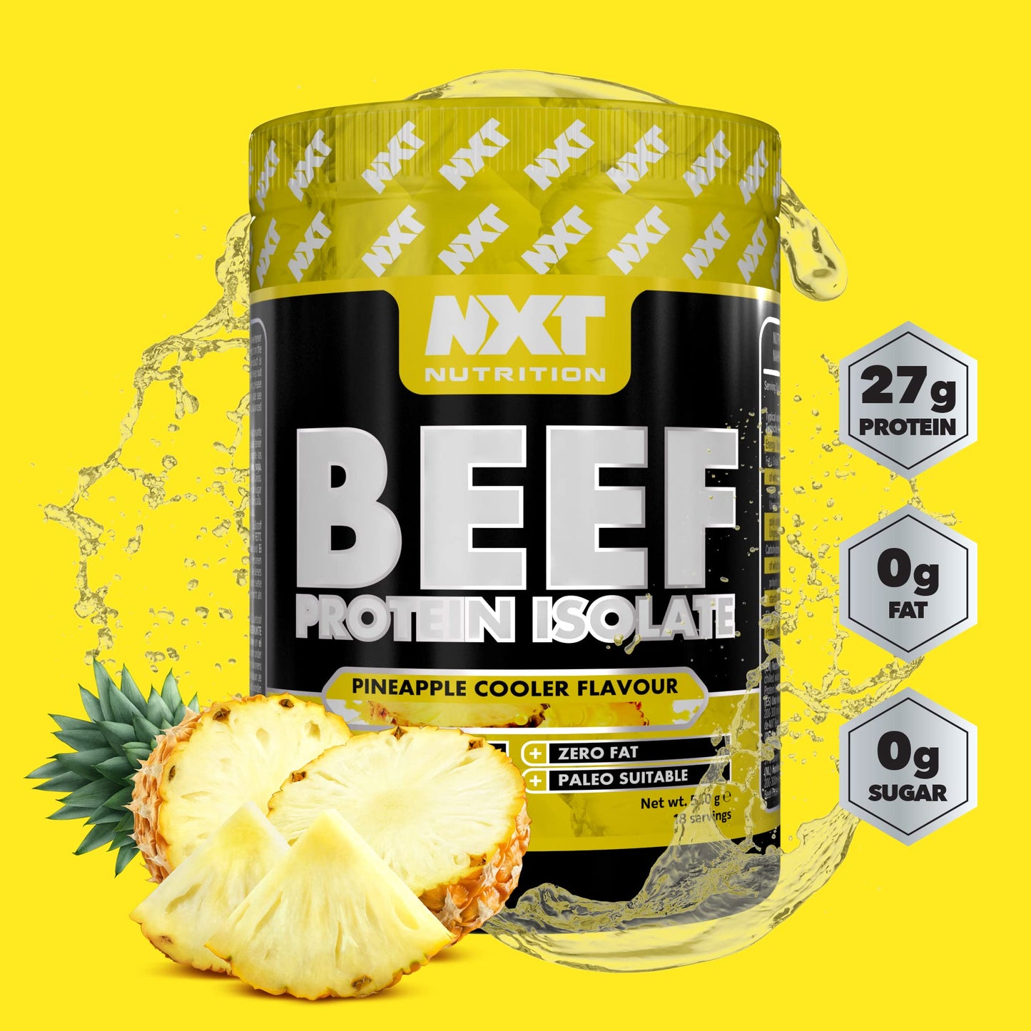 NXT Nutrition NXT Beef Protein Isolate 540g - High Protein Powder in Natural Amino Acids - Paleo, Keto Friendly - Dairy and Gluten Free | 540g (Pineapple)