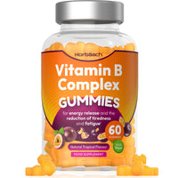 Vitamin B Complex Gummies | 60 Vegan Gummies - Tablet Alternative | High Strength B12, B6, B12, B2, B3, B5, Biotin, Folic Acid, Zinc and Iodine Supplement | by Horbaach